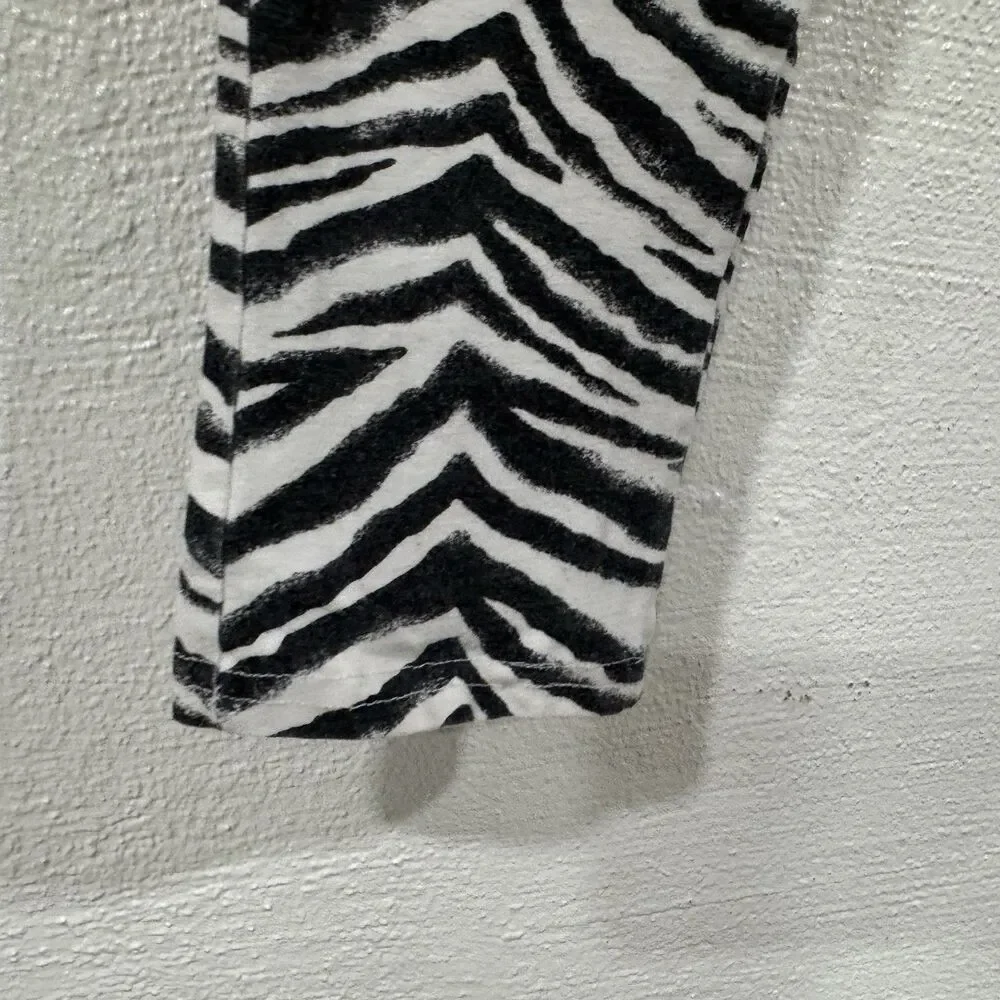 Faded Glory Girls L (10-12) Black White Zebra Print Leggings Soft Stretch Pants